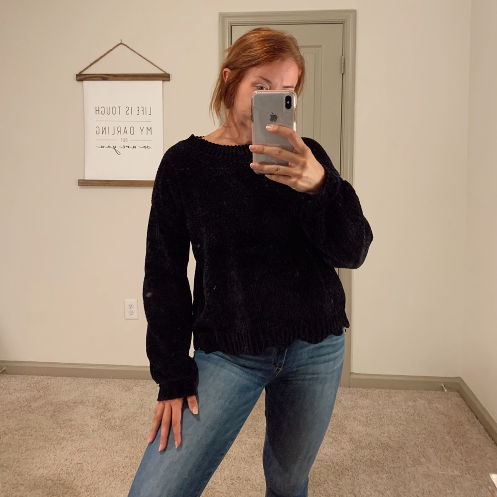 Black Velvet Yarn Sweater